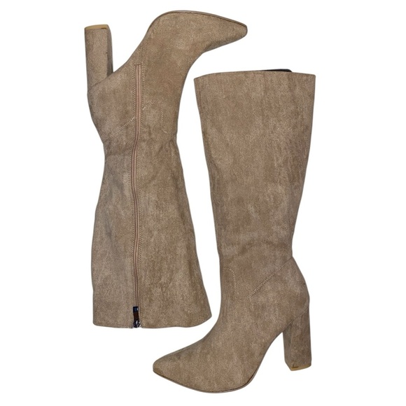 NWOT Tall Knee-Hi Women’s Faux Suede Dress Boots 4” Heel Taupe SZ 8-1/2” (EU39) - Picture 6 of 9